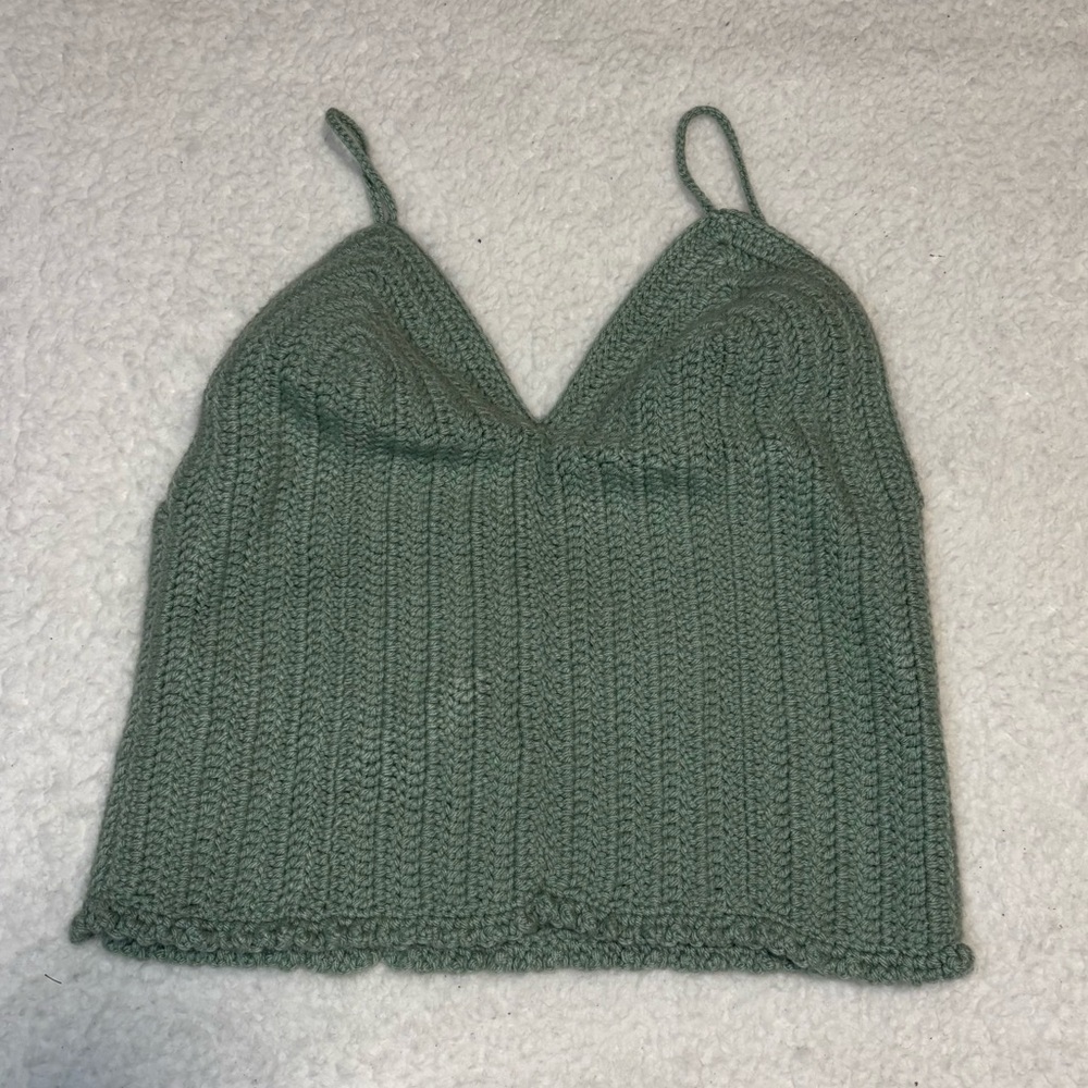 Handmade Women Green Crochet Cami Top